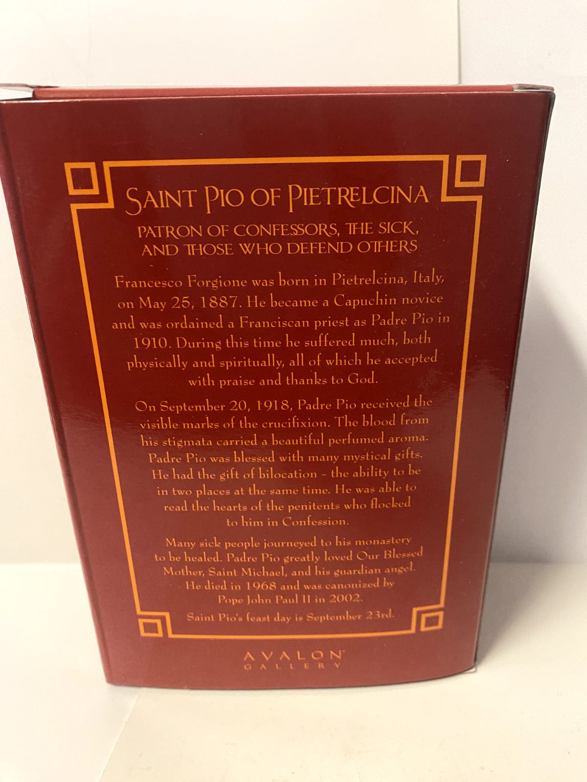 Padre Pio 4-inch religious statue by Bob and Penny Lord, depicting a detailed Christian figure for spiritual collectibles