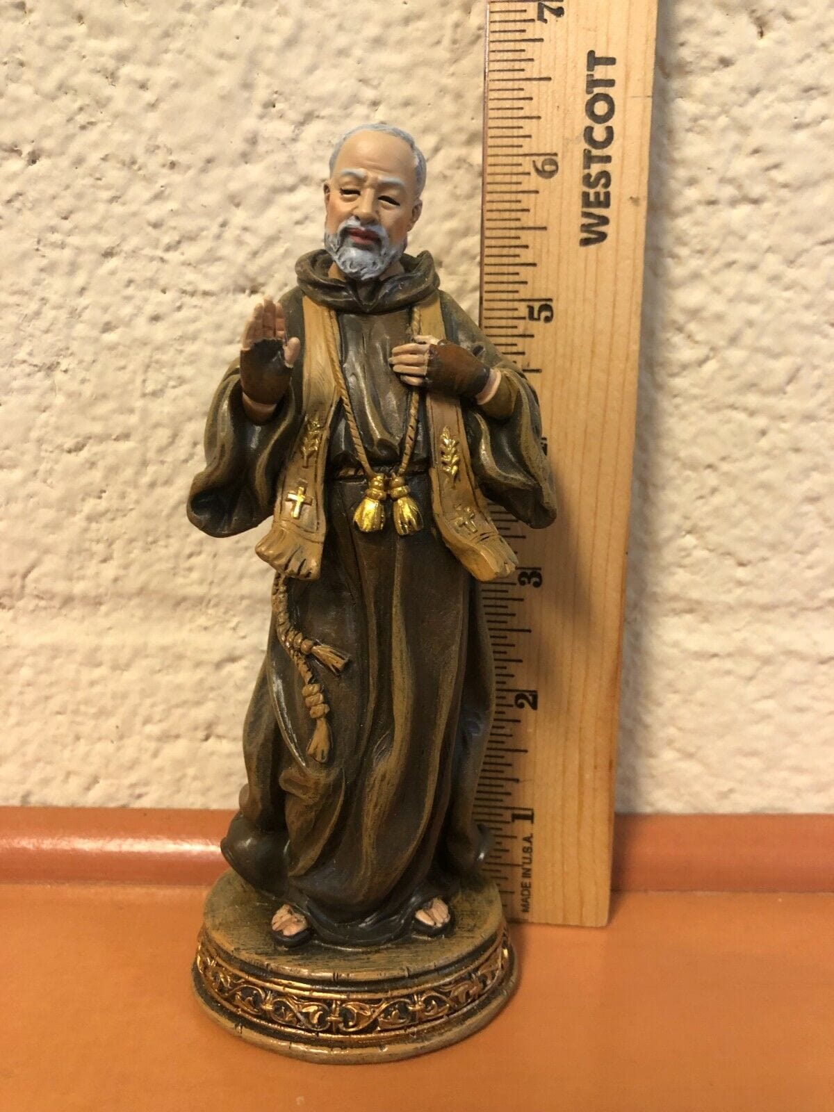 Padre Pio 6-inch religious statue by Bob and Penny Lord, detailed Christian figure collectible for spirituality and devotion.