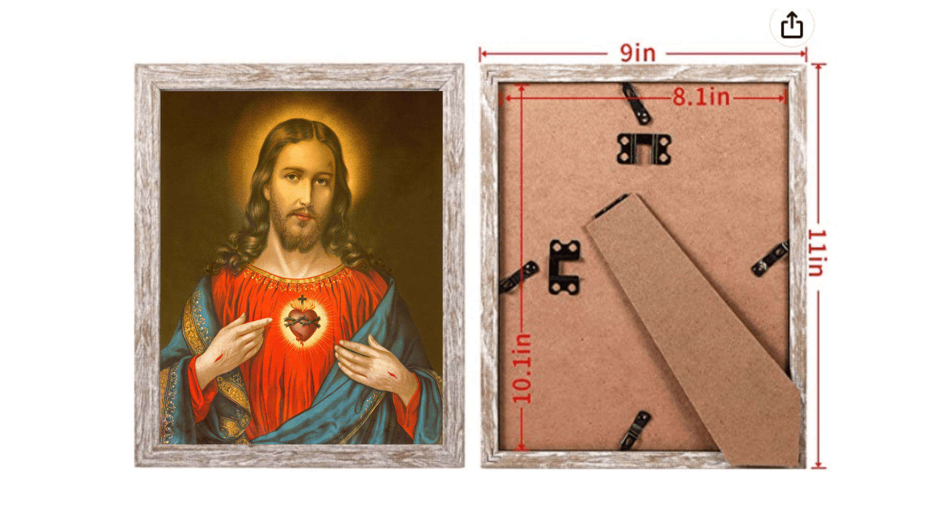 Sacred Heart of Jesus art print poster by Bob and Penny Lord, 8x10 inches, featuring detailed religious imagery and vibrant colors.
