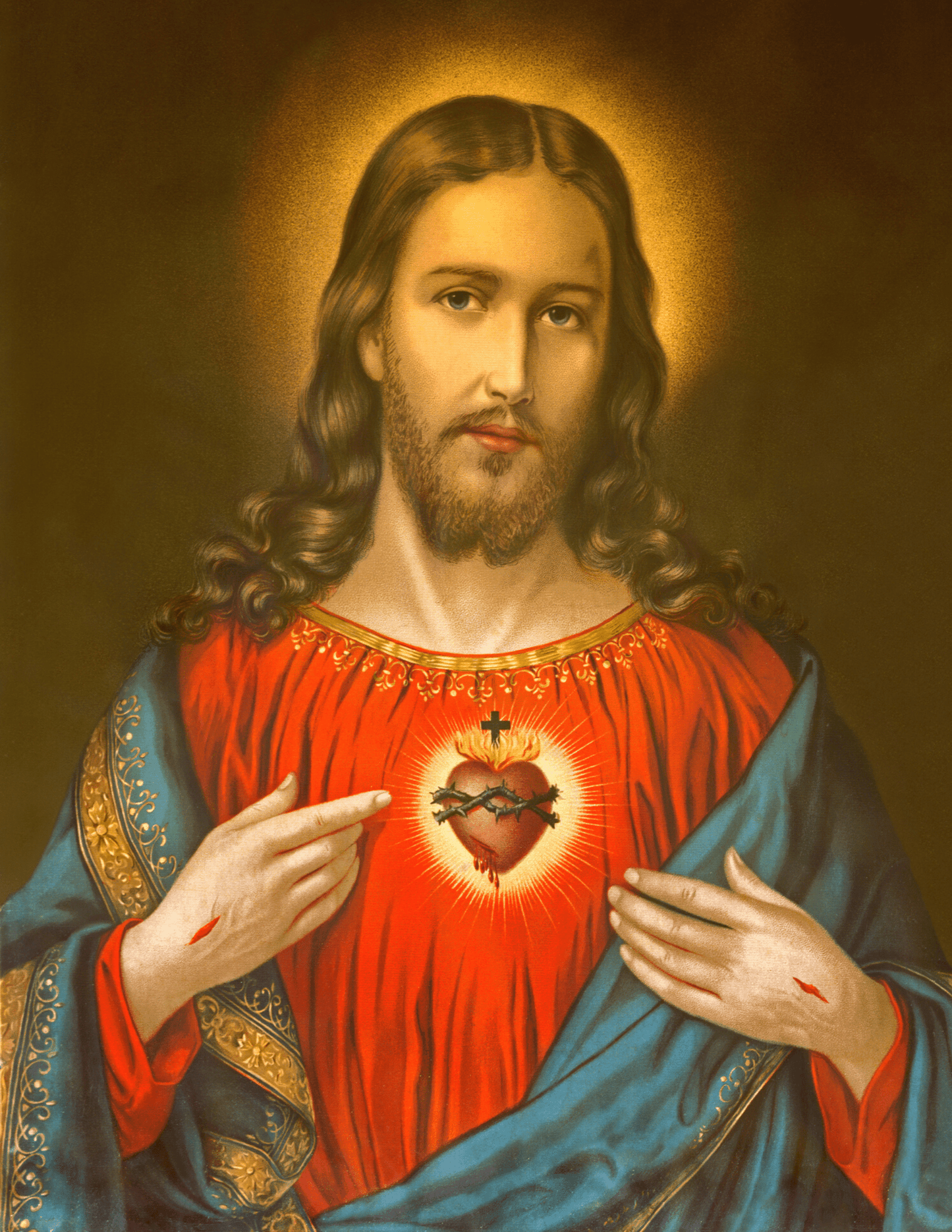 8x10 print of the Sacred Heart of Jesus poster by Bob and Penny Lord, featuring religious artwork and vivid colors.