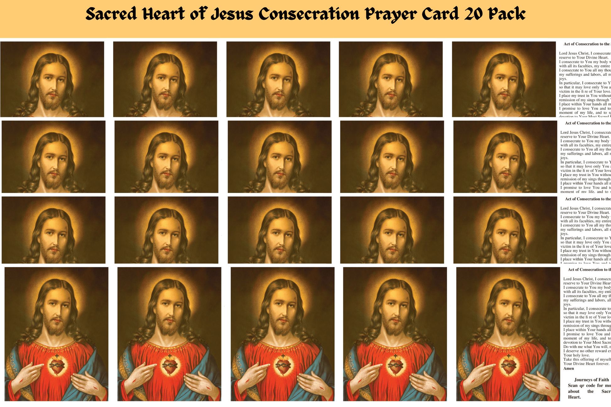 Sacred Heart of Jesus prayer card by Bob and Penny Lord, 2.7 x 4 inches, featuring religious imagery and prayer text.