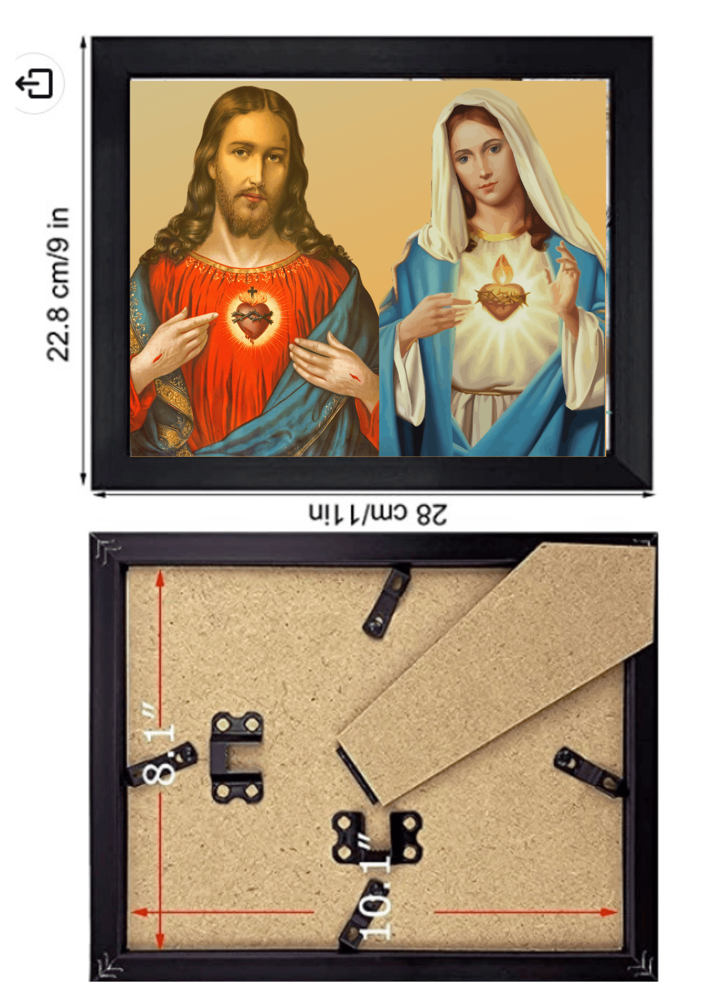 Sacred Heart of Jesus and Immaculate Heart of Mary 8x10 print poster by Bob and Penny Lord featuring religious artwork.