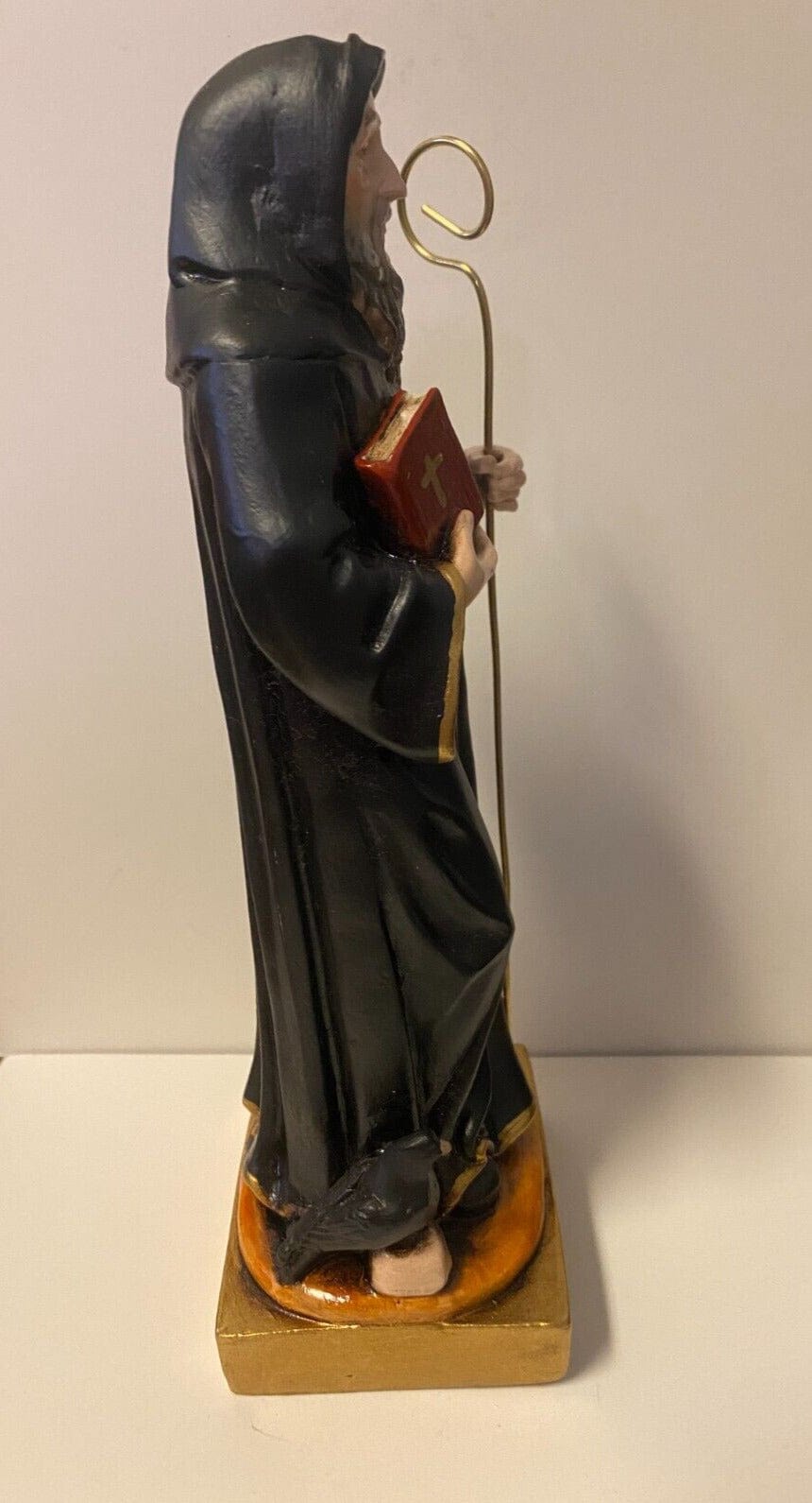 Saint Benedict 8-inch religious statue by Bob and Penny Lord, depicting a detailed Christian figure from Colombia.