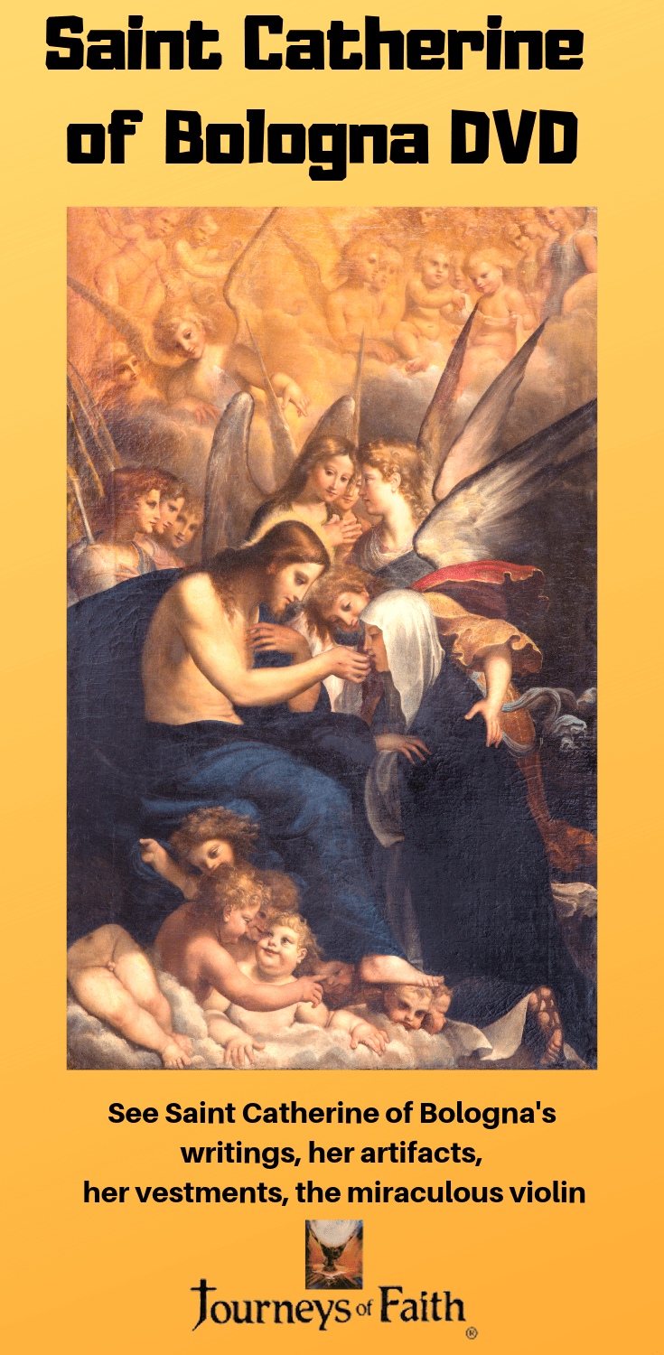 Saint Catherine of Bologna DVD by Bob and Penny Lord, featuring the religious film and imagery of Saint Catherine on the cover.
