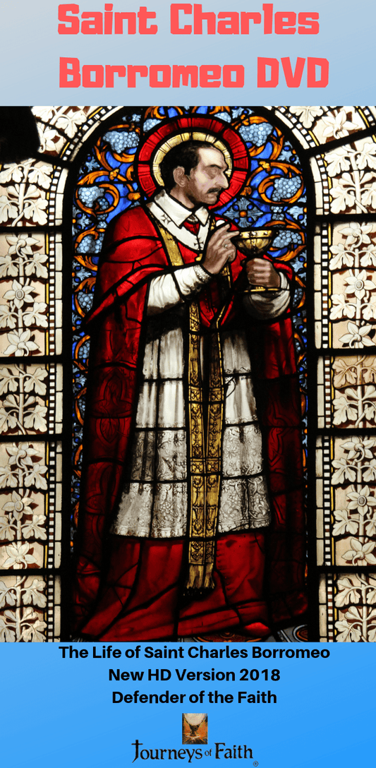 DVD of Saint Charles Borromeo by Bob and Penny Lord, featuring religious imagery and documentary cover art.