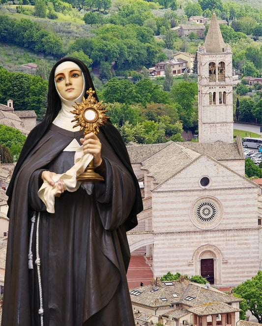 Saint Clare of Assisi art print by Bob and Penny Lord, 8x10 religious artwork depicting Saint Clare in a detailed, artistic style.