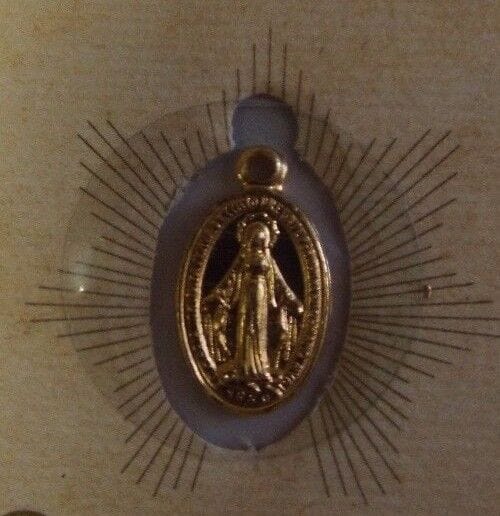 Saint Clare of Assisi prayer card with medal, religious Catholic Holy Card from Bob and Penny Lord featuring Christian spirituality.