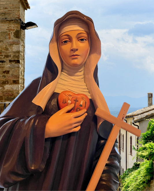 Saint Clare of Montefalco 8x10 print by Journeys of Faith, featuring religious artwork of Saint Clare in a detailed art print.