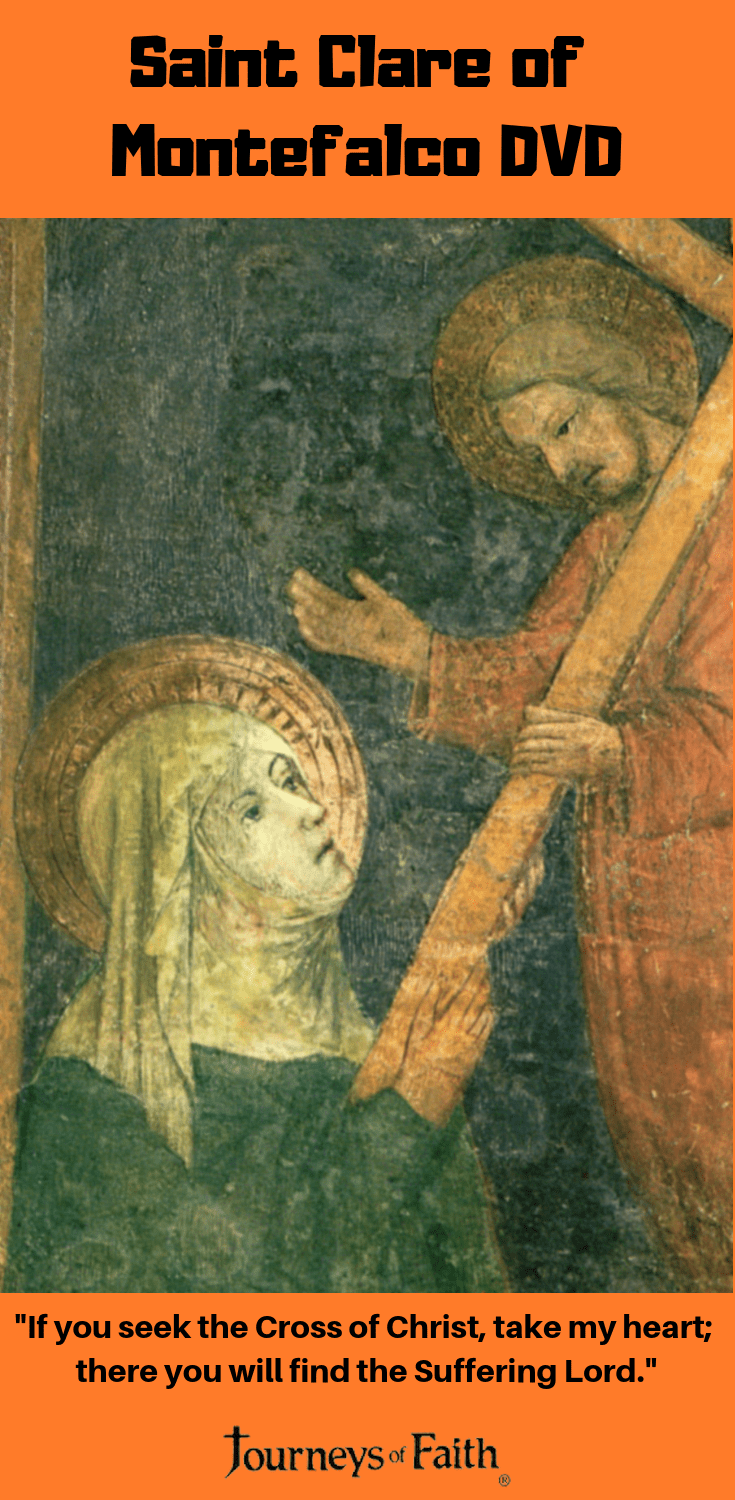 Saint Clare of Montefalco DVD by Bob and Penny Lord, featuring a cover image with religious artwork and product title.