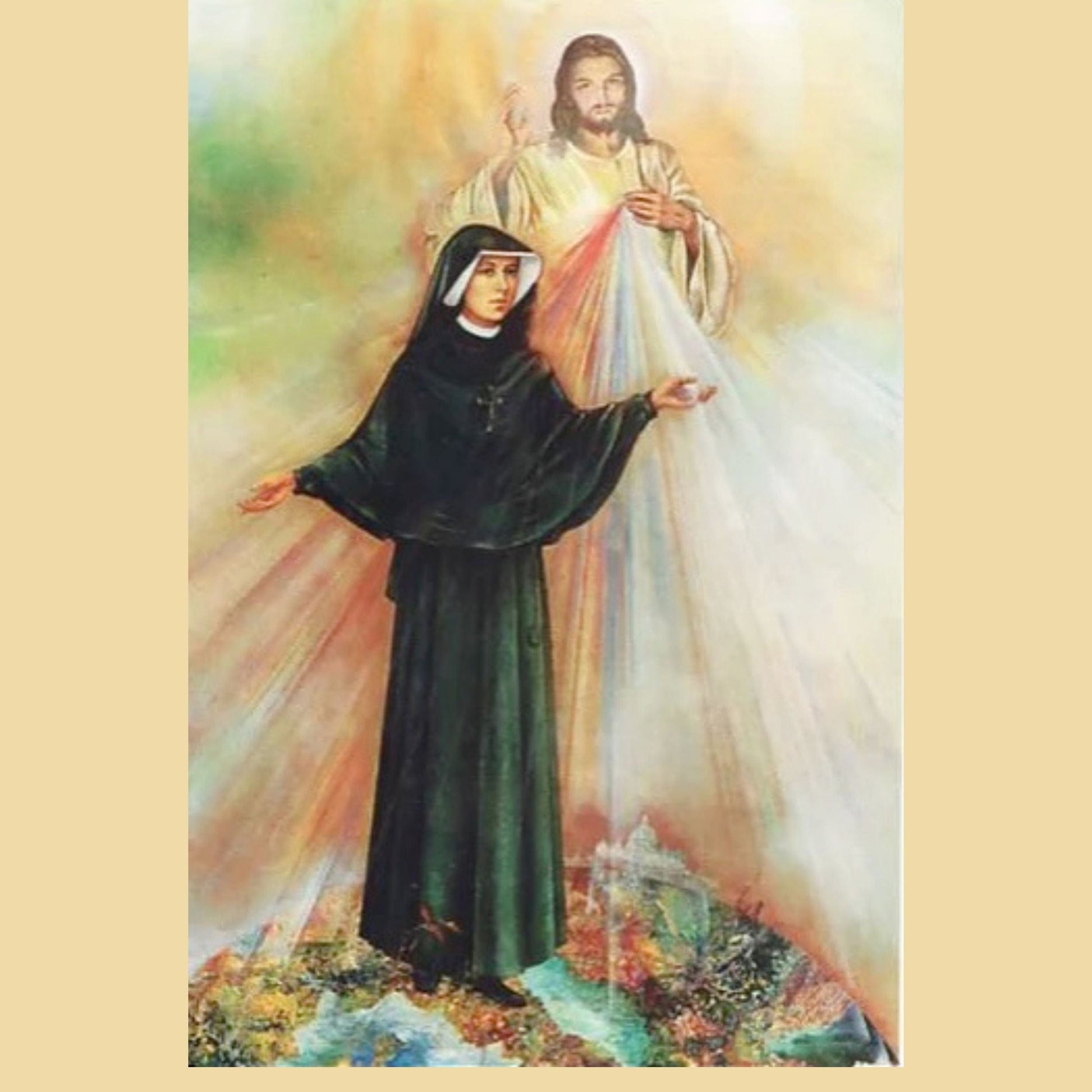 Saint Faustina and Divine Mercy DVD by Bob and Penny Lord showing the DVD case with religious artwork and title.