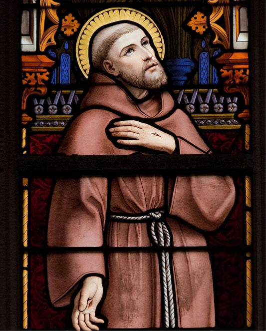 Saint Francis of Assisi 8x10 art print by Journeys of Faith, featuring a detailed religious depiction in a serene setting.