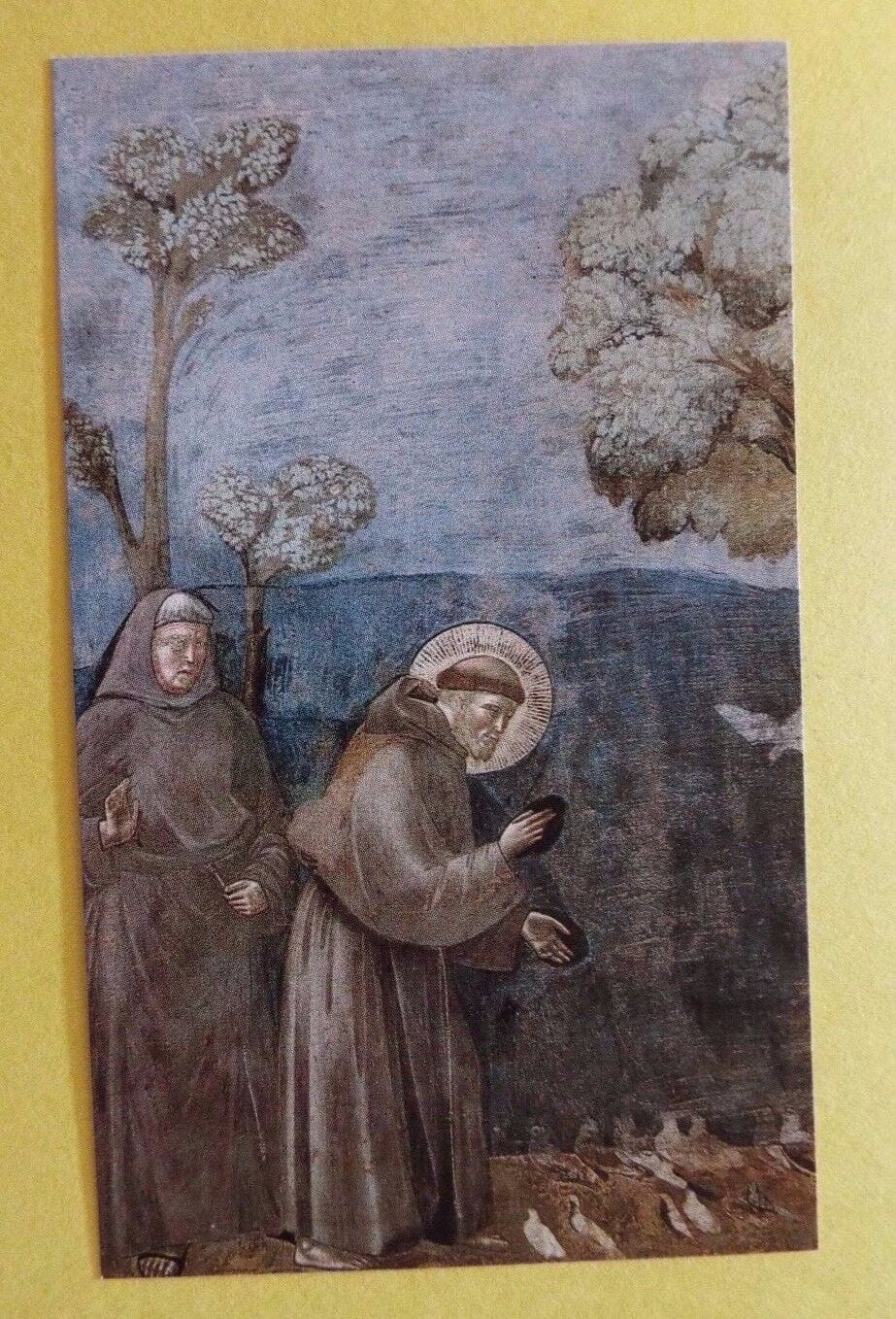 Saint Francis of Assisi blessing prayer card from Italy, featuring religious imagery and spiritual blessings, by Bob and Penny Lord.