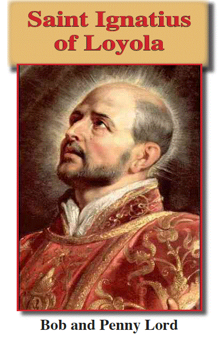 Miniature Saint Ignatius of Loyola minibook by Bob and Penny Lord, featuring religious illustrations and compact size.