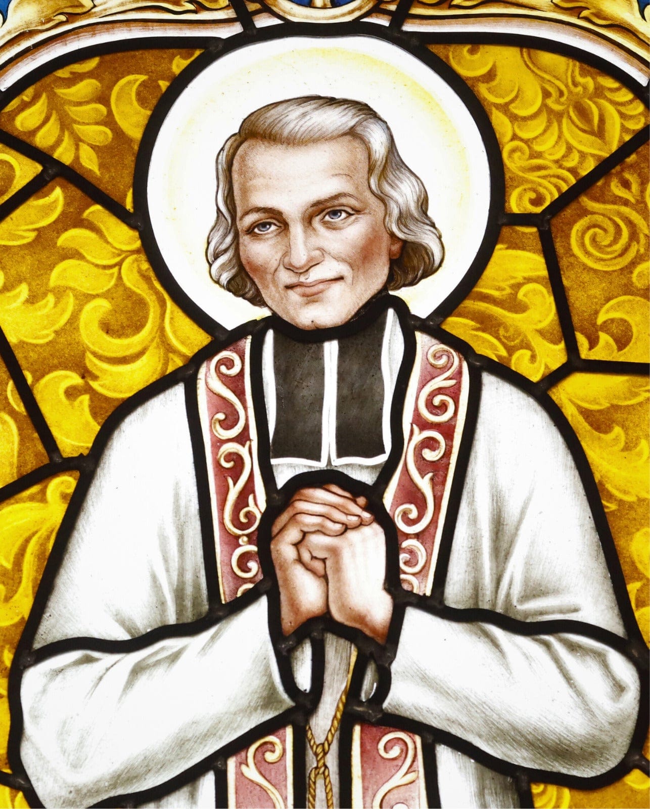 Saint John Vianney 8x10 art print by Journeys of Faith, featuring a detailed religious portrait with a serene background.
