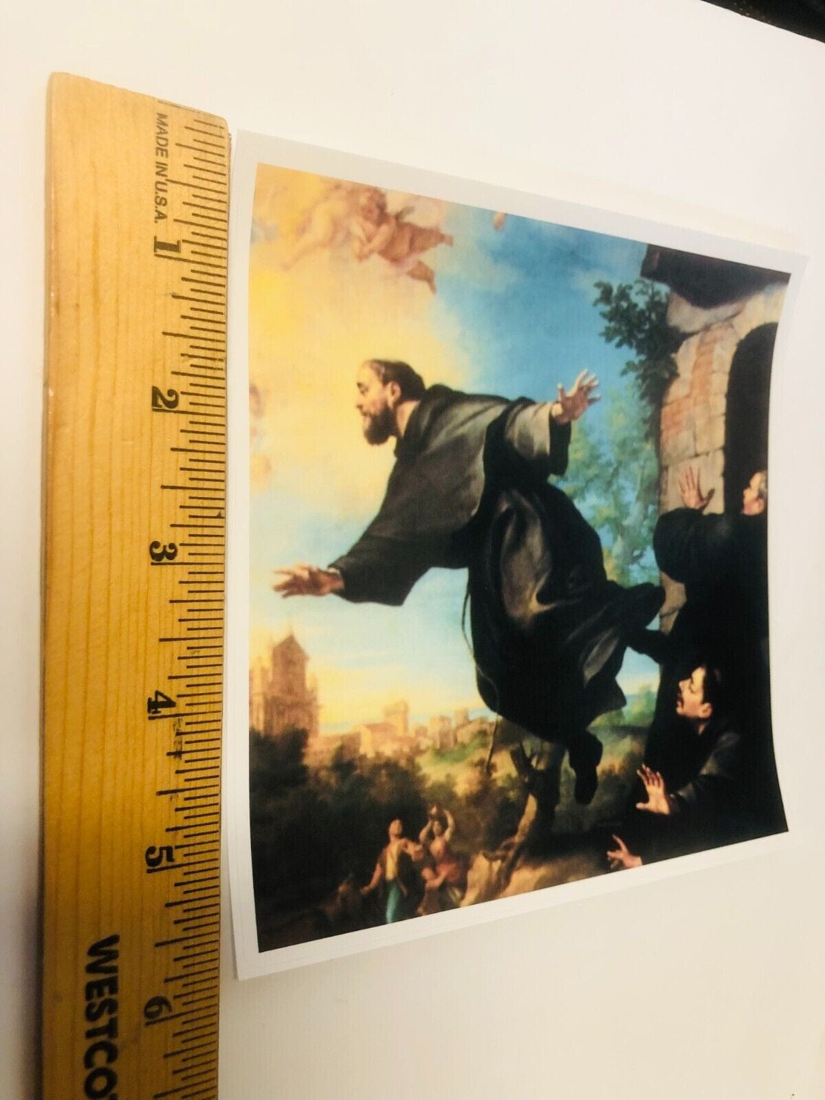 Saint Joseph of Cupertino glossy decal sticker, 5.75 x 5.75 inches, featuring religious imagery, from Bob and Penny Lord.