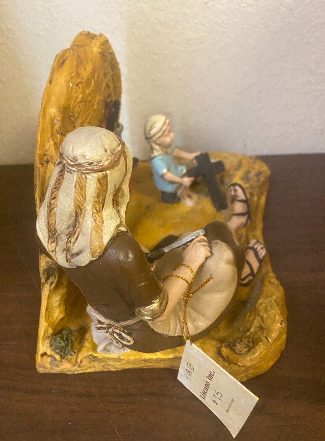 Saint Joseph the Worker statue with Child Jesus, religious Christian figurine by Bob and Penny Lord, handcrafted collectible from Colombia.