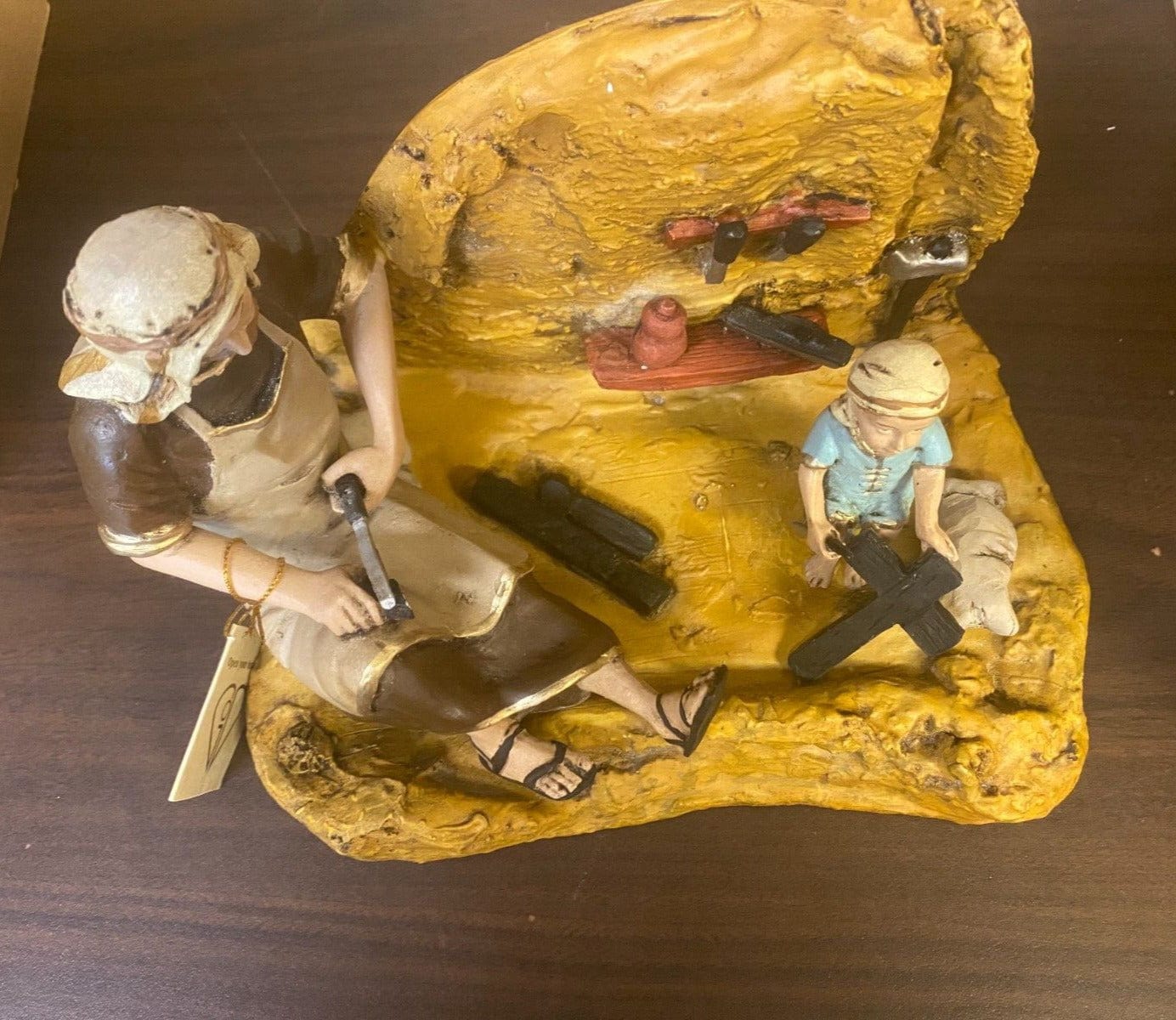 Saint Joseph the Worker statue with Child Jesus by Bob and Penny Lord, detailed Christian religious figurine from Colombia.