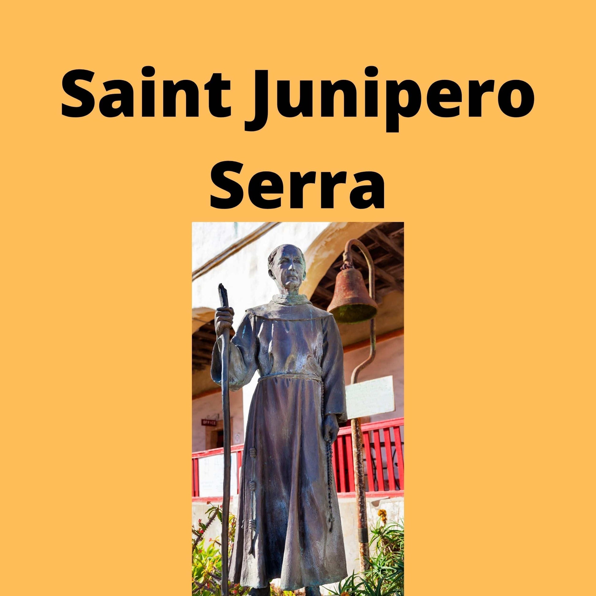 Saint Junipero Serra DVD by Bob and Penny Lord showing the DVD case with religious artwork and title on the cover.