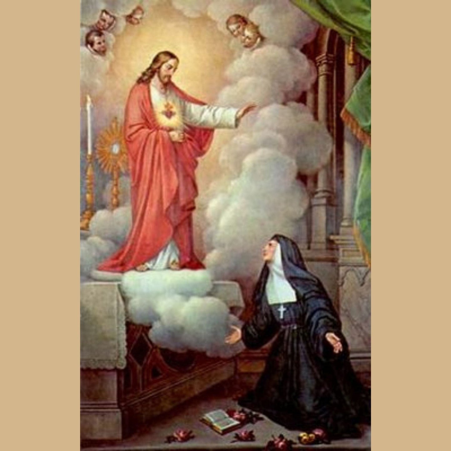 DVD of Saint Margaret Mary Alacoque and the Sacred Heart of Jesus by Bob and Penny Lord, featuring religious imagery and scenes.