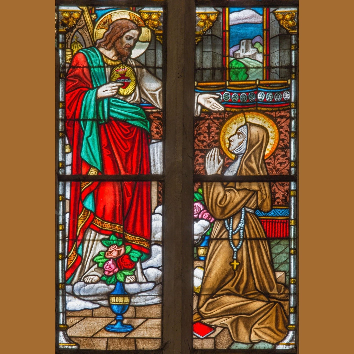 DVD featuring Saint Margaret Mary Alacoque and the Sacred Heart of Jesus, with religious imagery and cover art.