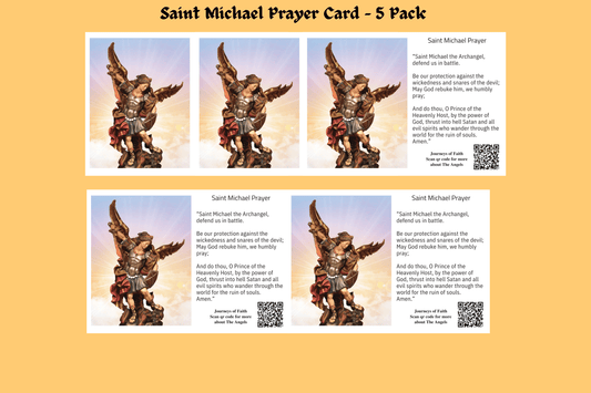 Saint Michael prayer card from Bob and Penny Lord Ministry featuring an image of Saint Michael the Archangel with prayer text.