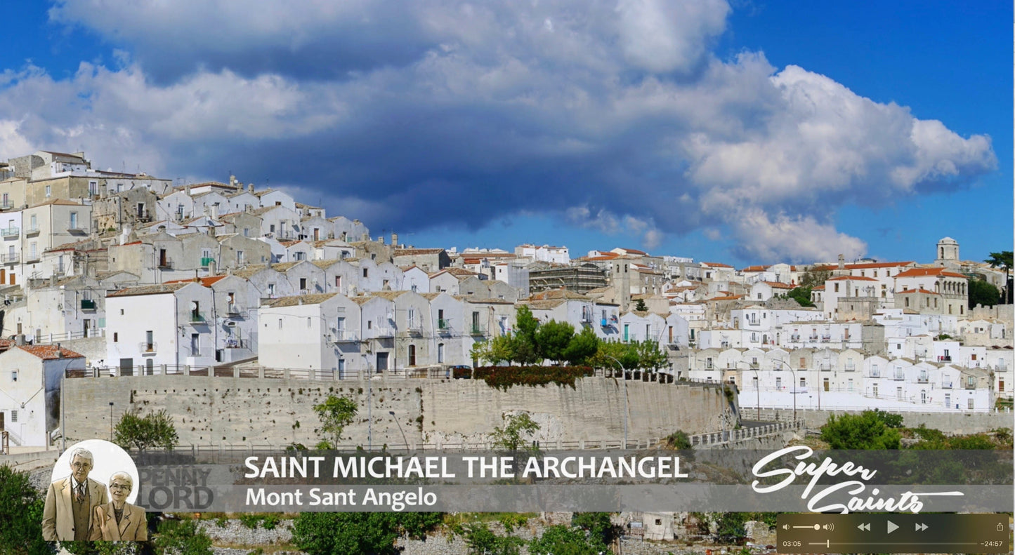 Saint Michael the Archangel DVD by Bob and Penny Lord featuring religious imagery and scenes related to the archangel.