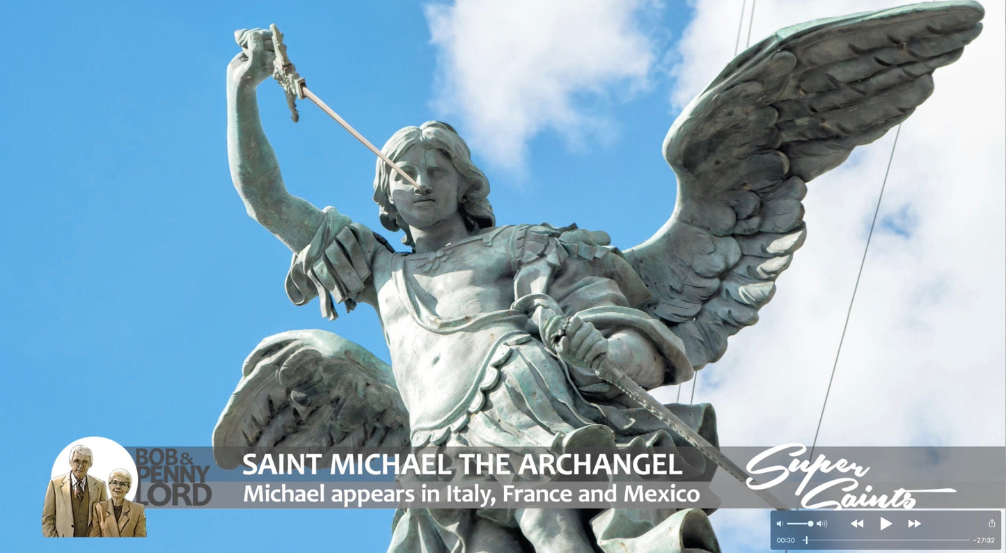 Saint Michael the Archangel DVD by Bob and Penny Lord, showing the DVD case with religious artwork and title.