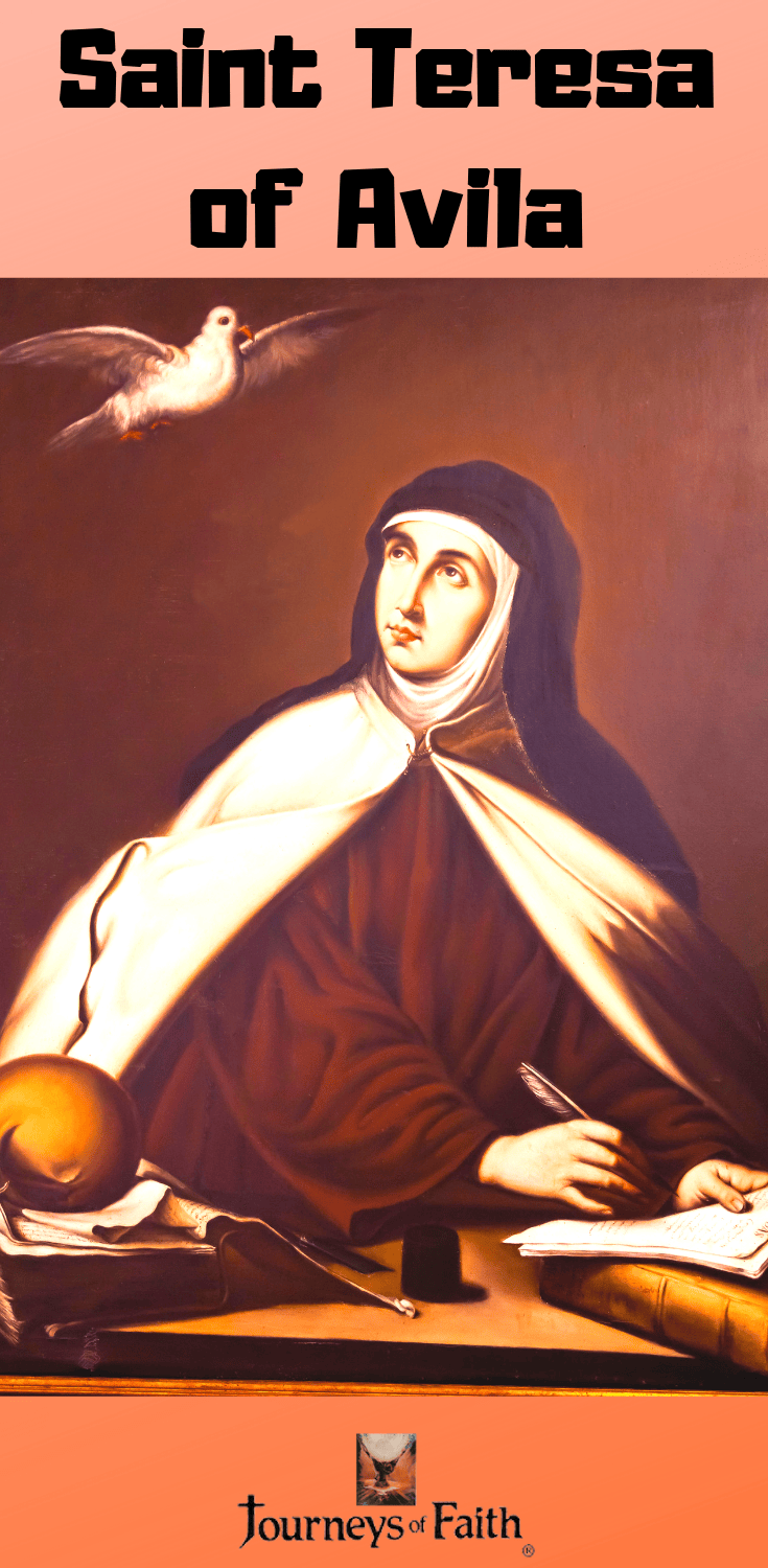 Saint Teresa of Avila DVD and book by Bob and Penny Lord, featuring religious imagery and spiritual themes.