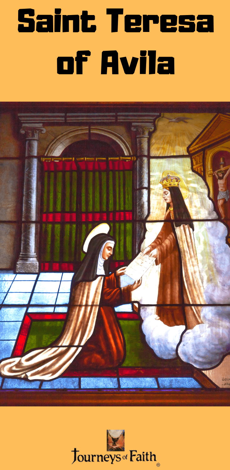DVD and book set of Saint Teresa of Avila by Bob and Penny Lord, featuring religious icons and educational content on the cover.