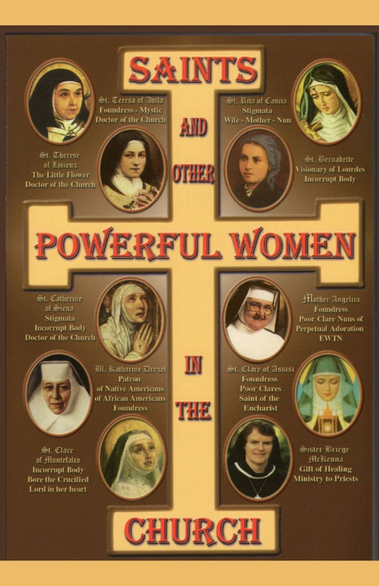 Cover image of "Saints and Other Powerful Women in the Church" book by Bob and Penny Lord featuring religious artwork and title text.