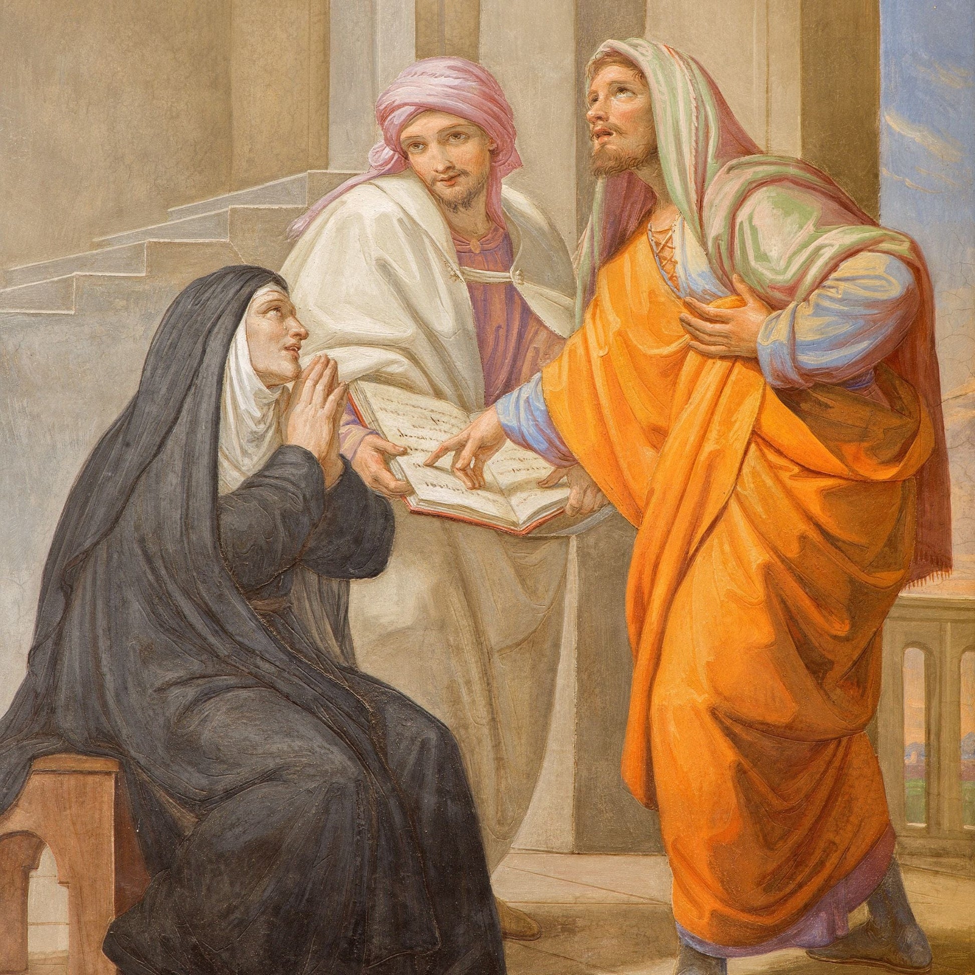 DVD titled Saints Augustine and Monica by Bob and Penny Lord, showing a cover image with religious saints and detailed artwork.