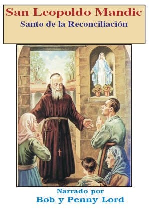 San Leopoldo Mandic DVD in Spanish by Bob and Penny Lord Ministry, featuring a cover image of the religious DVD.