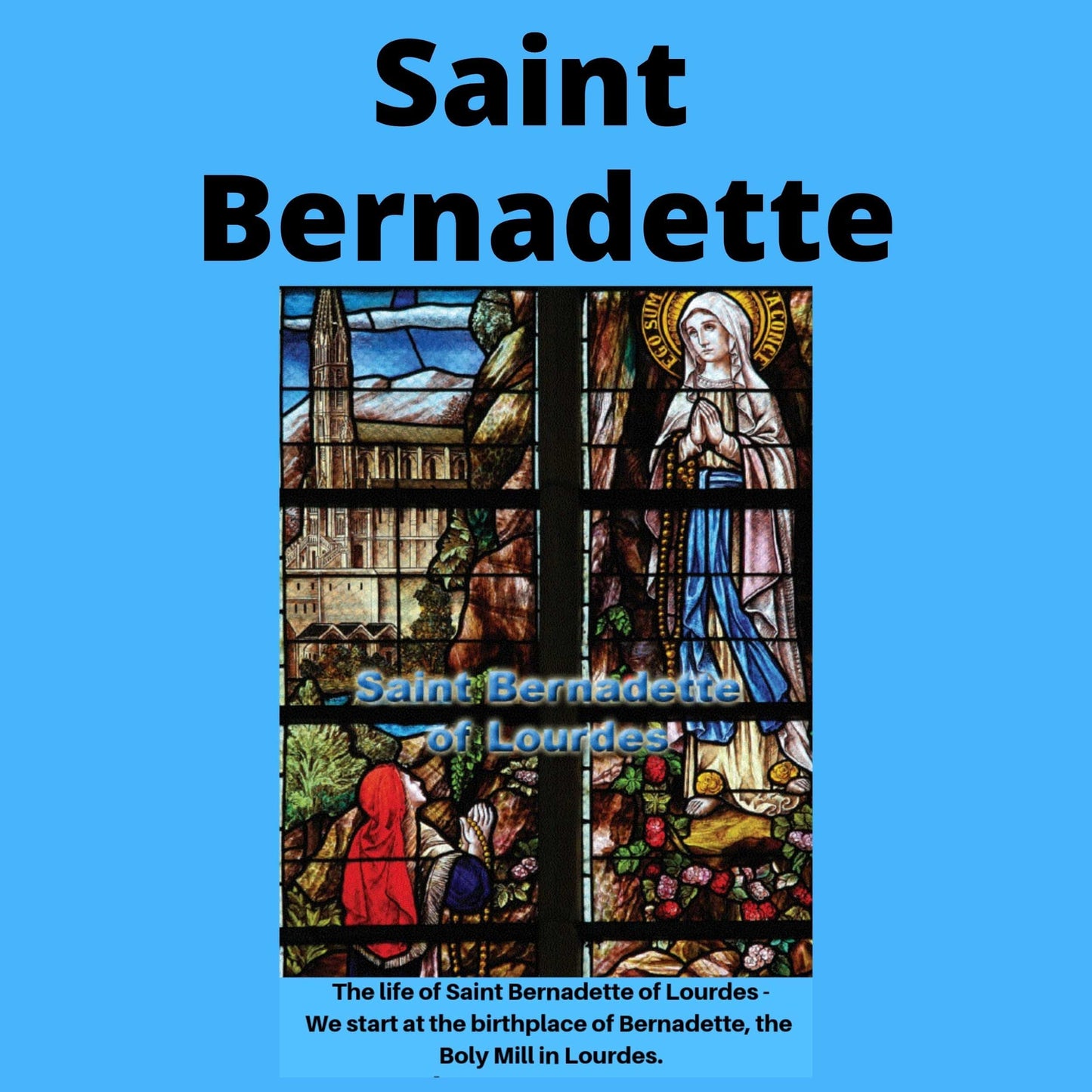 Espanol Santa Bernardita de Lourdes figurine by Bob and Penny Lord Ministry, showing a detailed religious statue of Lourdes' saint.