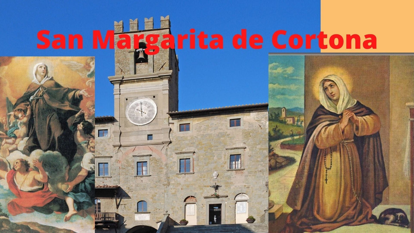 Espanol Santa Margarita De Cortona statue by Bob and Penny Lord Ministry, detailed ceramic figurine with vibrant colors.