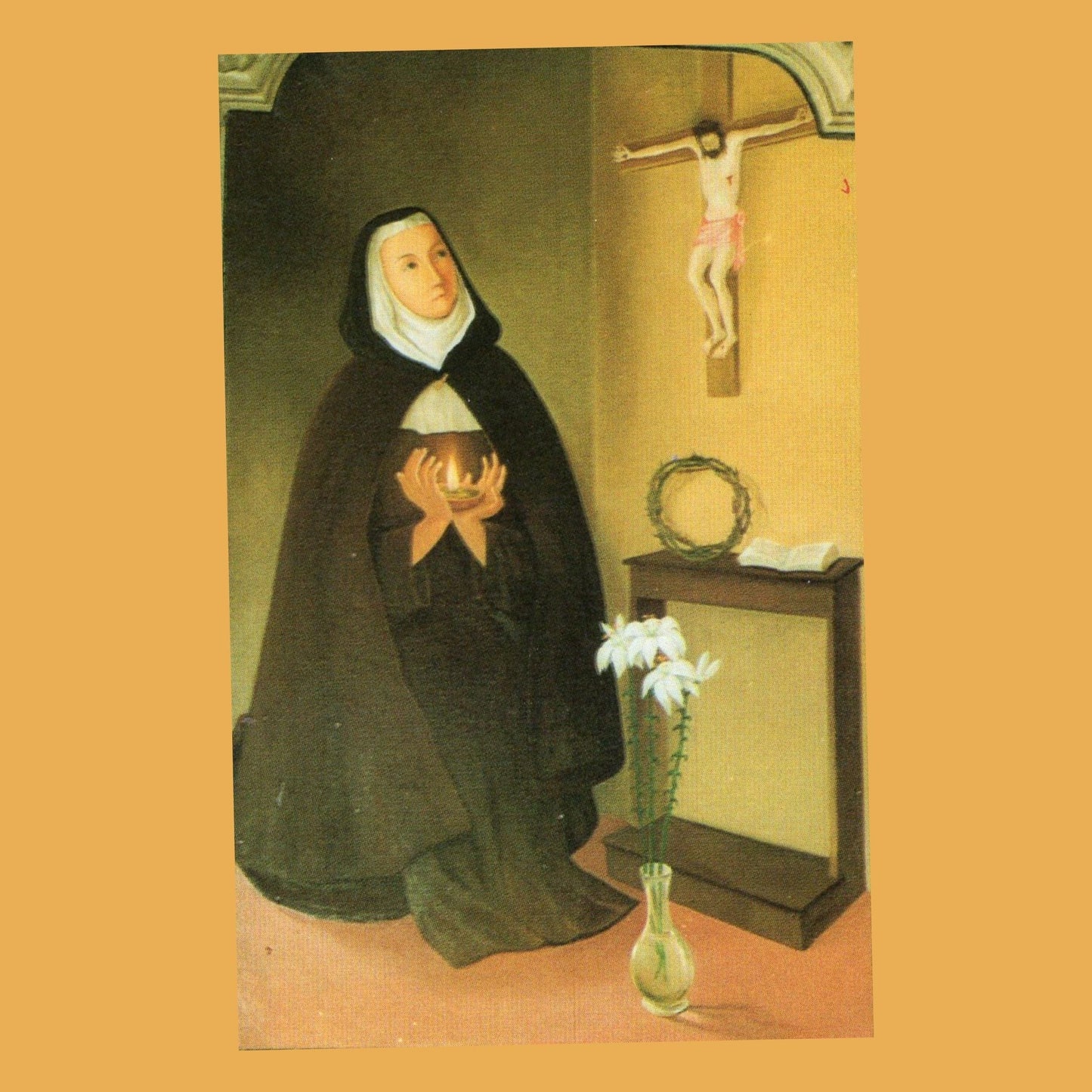 Image of Santa Veronica Giuliani, an Espanol religious figure, depicted in traditional attire, from Bob and Penny Lord Ministry.
