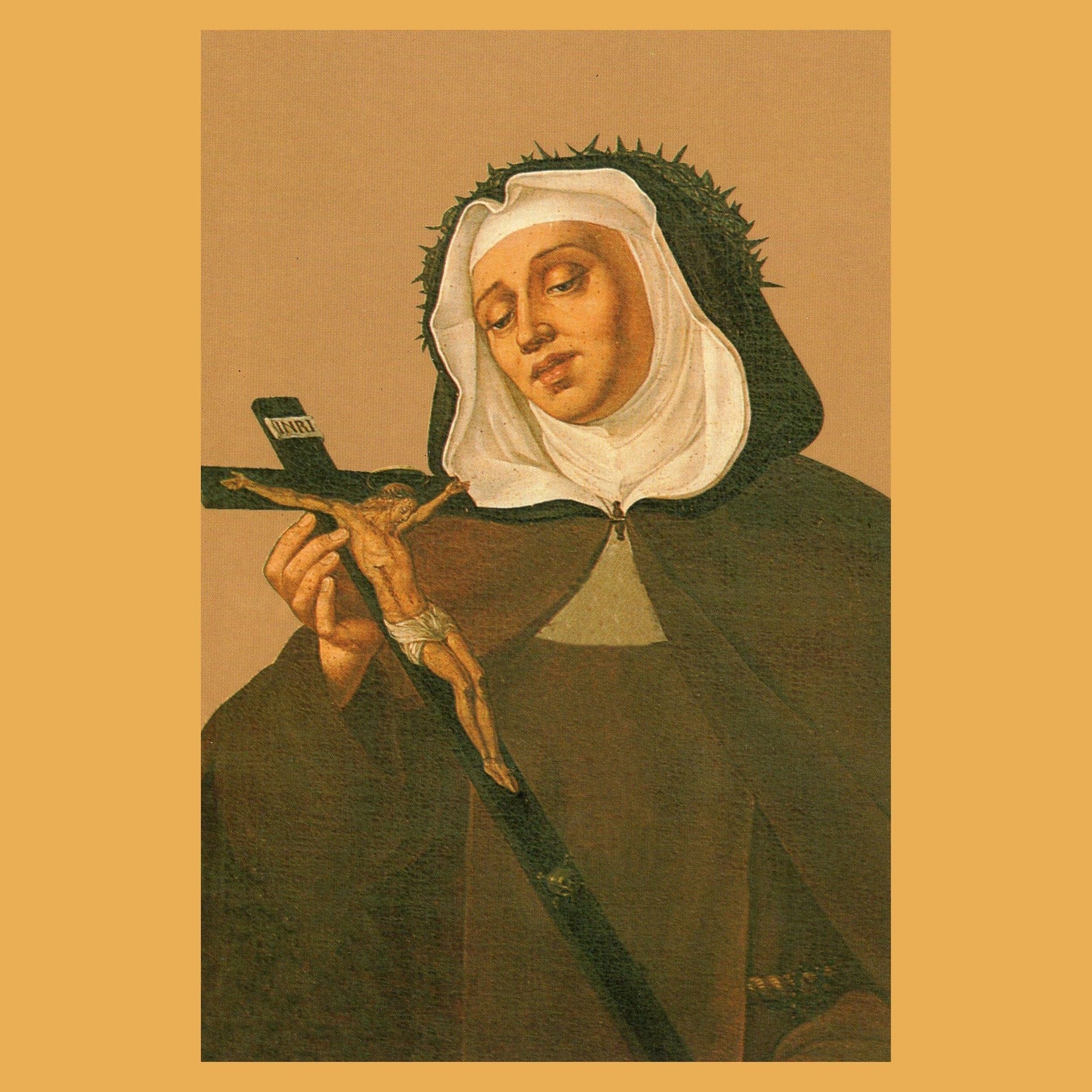 Image of Santa Veronica Giuliani, Espanol edition, from Bob and Penny Lord Ministry, featuring her portrait with religious robes.