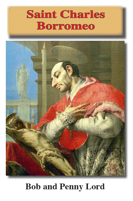 St. Charles Borromeo minibook by Bob and Penny Lord, featuring a small, informative religious booklet with a colorful cover design.