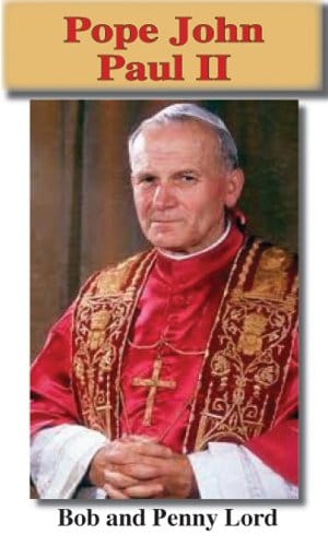 St. John Paul II minibook by Bob and Penny Lord Ministry, featuring a small religious booklet with a colorful cover.