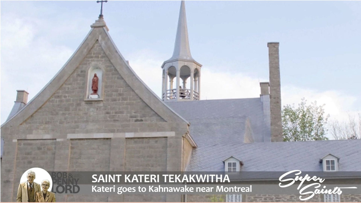 Mini St. Kateri Tekakwitha booklet by Bob and Penny Lord featuring religious imagery and a compact, informative design.