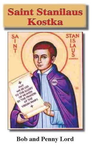 St. Stanislaus Saint minibook by Bob and Penny Lord, featuring a small, detailed religious book with an image of Kostka on the cover.