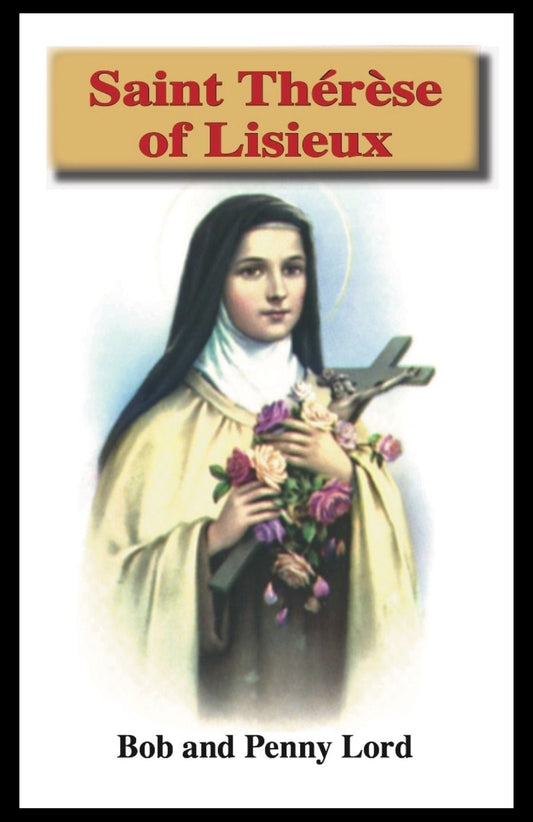 St. Therese Printed Minibook by Bob and Penny Lord, showing a small religious minibook with illustrations and text on the cover.