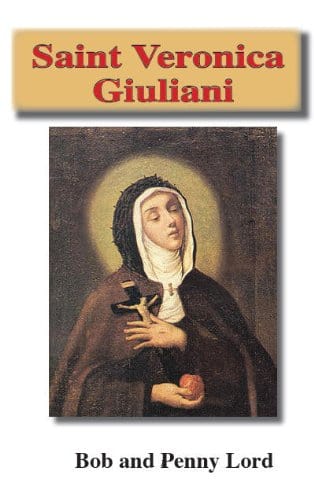 Miniature St. Veronica Giuliani booklet by Bob and Penny Lord, featuring religious artwork and inspirational content.