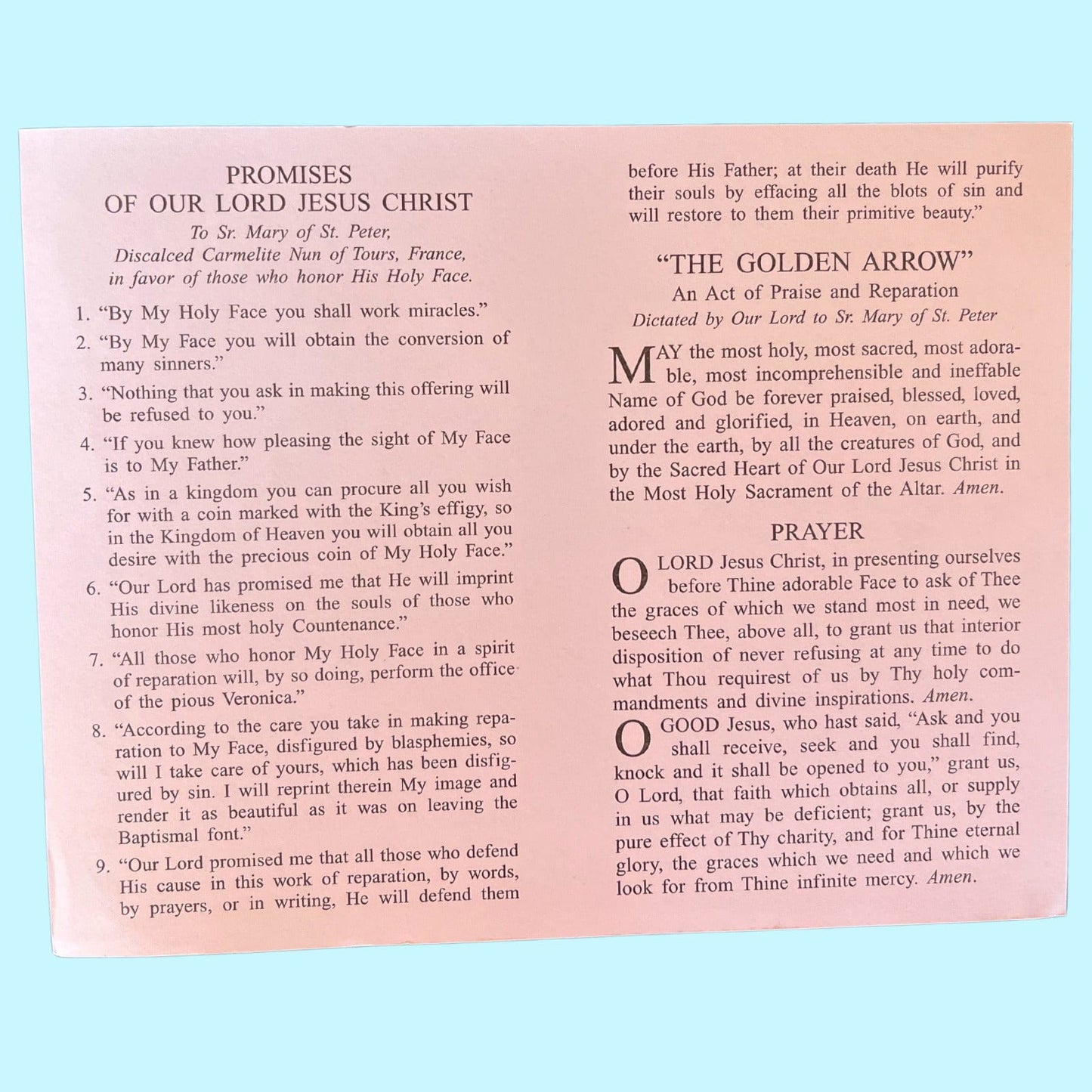 Holy Face of Jesus prayer card by Bob and Penny Lord, featuring religious imagery and detailed Christian symbolism.