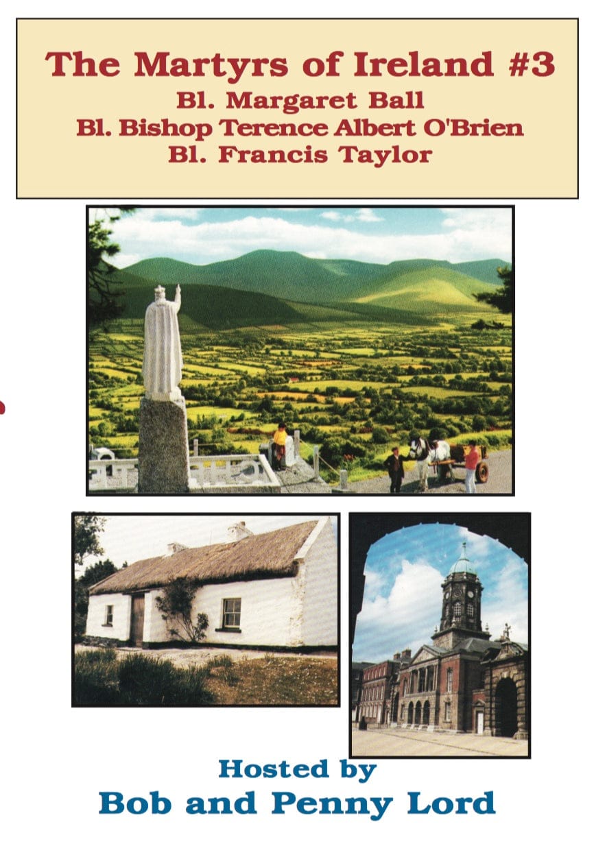 DVD bundle featuring The Irish Martyrs by Bob and Penny Lord Ministry, showing DVD cases with religious and historical content.