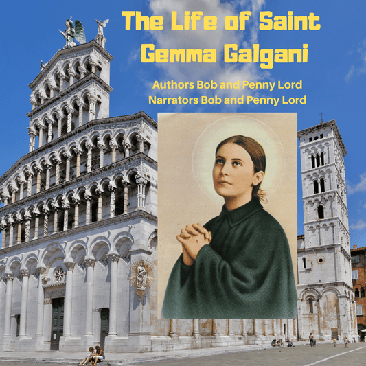 Audio CD of The Life of Saint Gemma Galgani by Bob and Penny Lord Ministry, featuring a cover image of the religious biography.