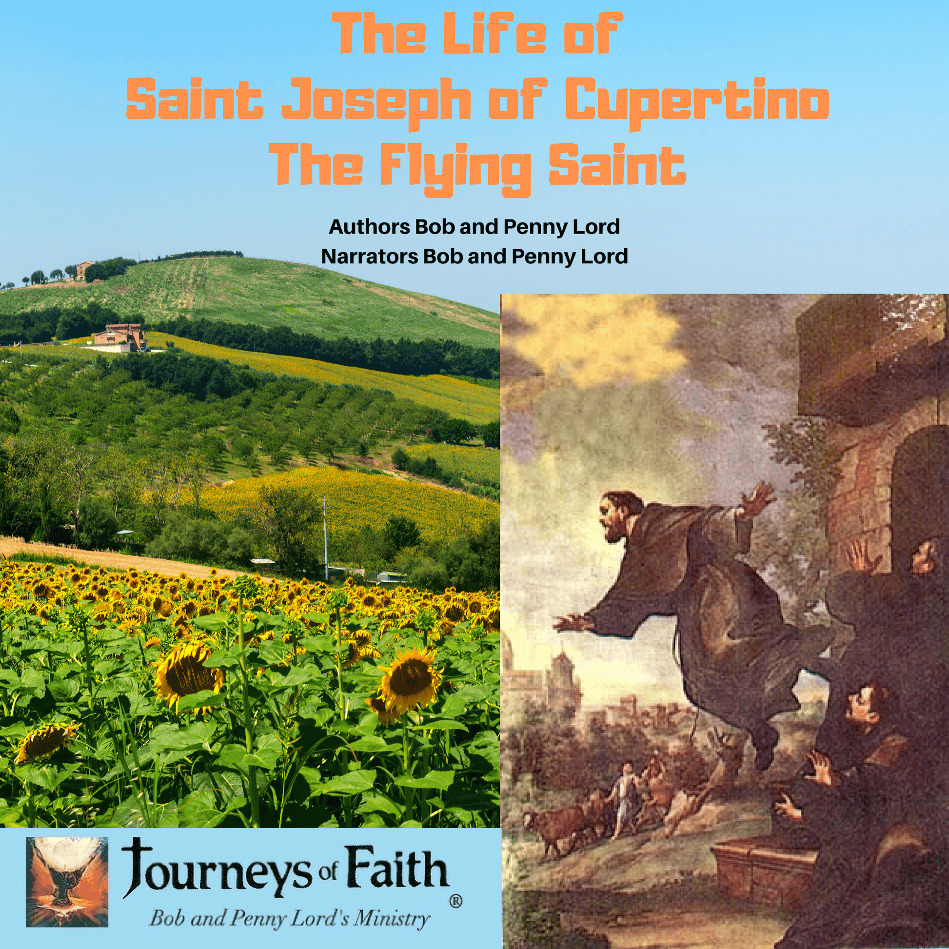 Audio CD titled The Life of Saint Joseph of Cupertino by Bob and Penny Lord Ministry, featuring a religious artwork cover image.