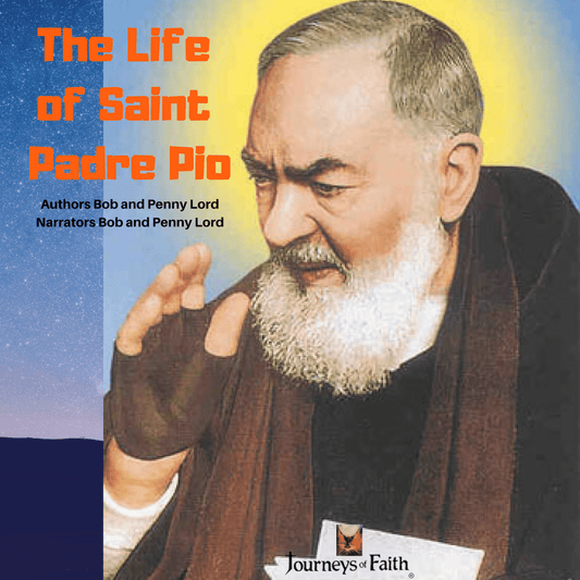 Audio CD titled The Life of Saint Padre Pio by Bob and Penny Lord Ministry featuring a cover image of Saint Padre Pio.