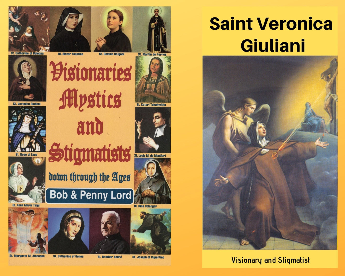 Book and DVD combo featuring Visionaries Mystics and Stigmatists by Bob and Penny Lord Ministry, with Saint Veronica Giuliani DVD.