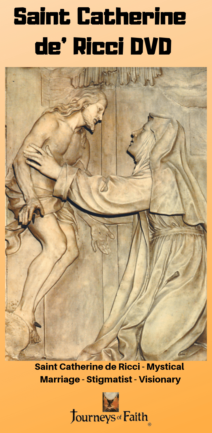 Book cover of "Visions of Heaven, Hell, and Purgatory" by Bob and Penny Lord, featuring Saint Catherine de Ricci illustration.